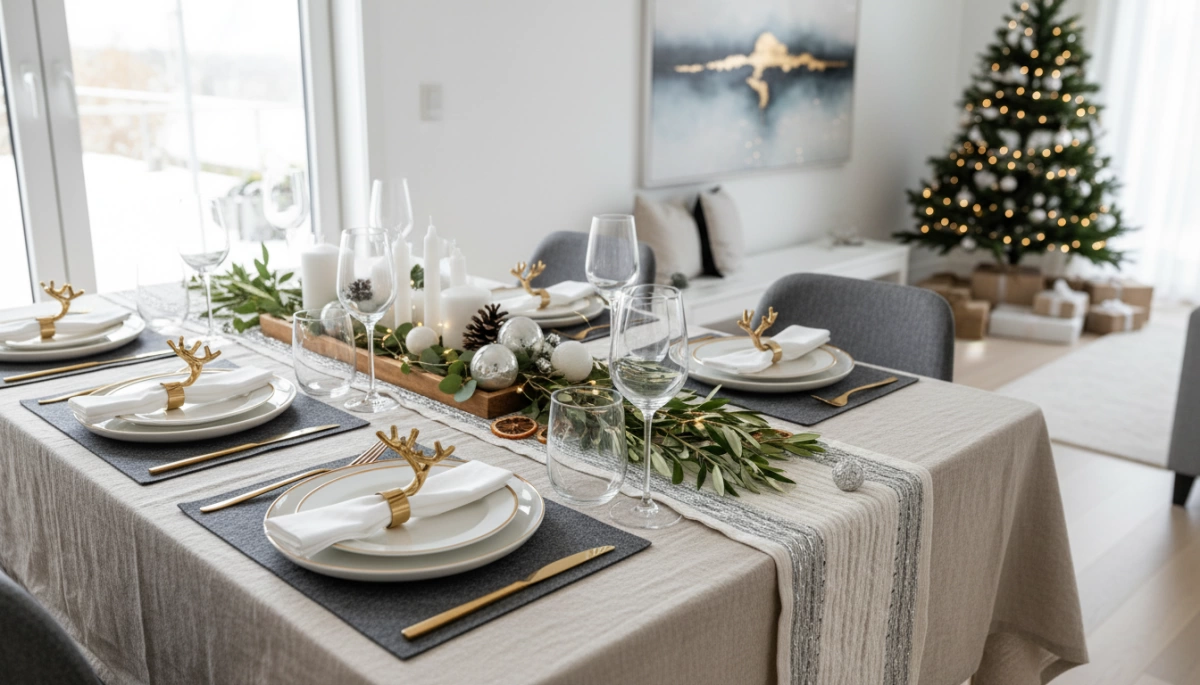 holiday table linens and festive decor ideas